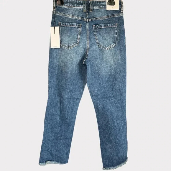 OAT NY Women's 25 High Rise Relaxed Fit Straight Distressed Jeans Denim - Picture 5 of 8